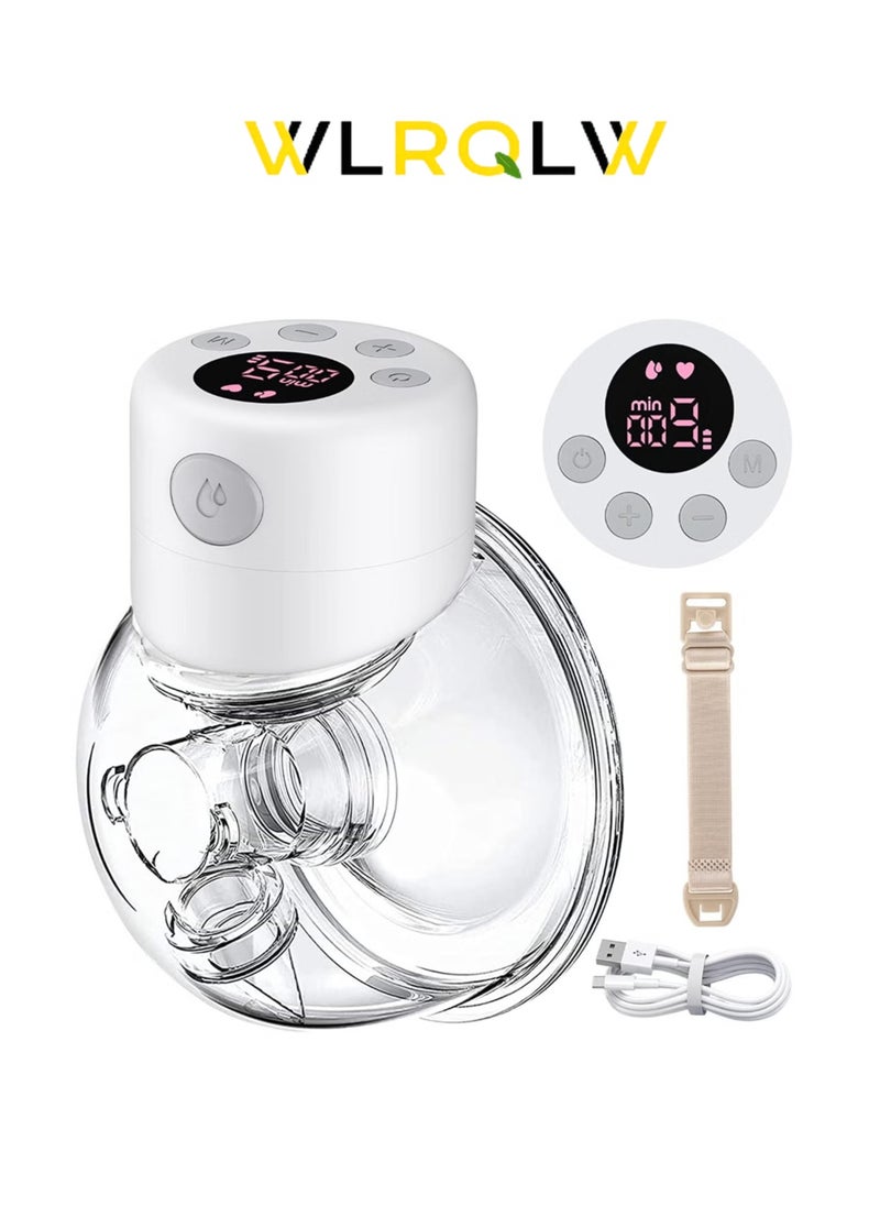 WLRQLW - Hands-Free Wearable Electric Breast Pump With LCD Display, 9 Levels And 2 Rechargeable Modes And Massage Mode - Image 1