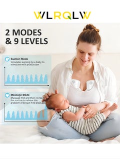 WLRQLW Hands-Free Wearable Electric Breast Pump With LCD Display, 9 Levels And 2 Rechargeable Modes And Massage Mode  - Image 4