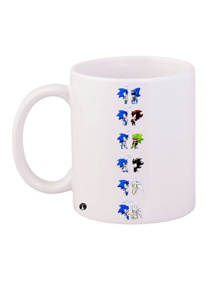 RYN Cartoon Printed Coffee Mug White/Blue/Black 11ounce
