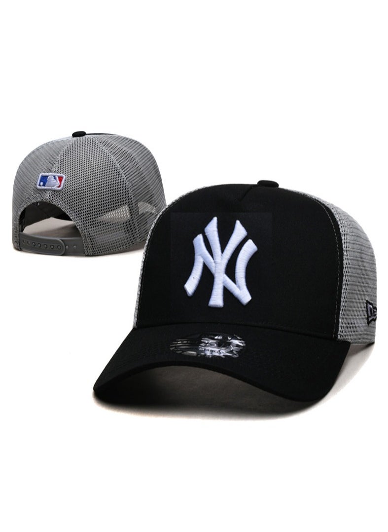 NEW ERA - New Era MLB New York Yankees Fashion Sunshade Hat, Mesh Hat, Outdoor Men's and Women's Sports Duck Tongue Hat Black/Grey - Image 1