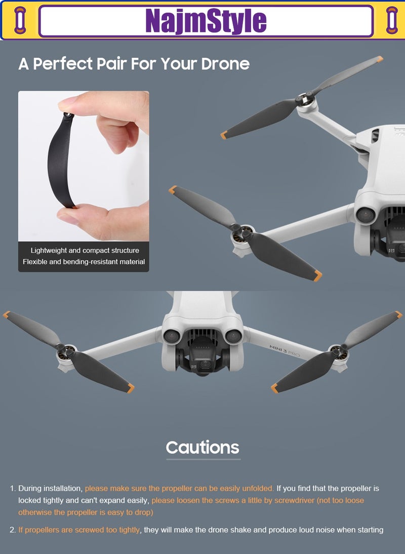 نجم ستايل 16 قطعة من المراوح Mini 4 Pro/Mini 3 Pro، لملحقات DJI Mini 4 Pro/Mini 3 Pro شفرات بديلة سريعة التحرير أجنحة دعامات - Image 3