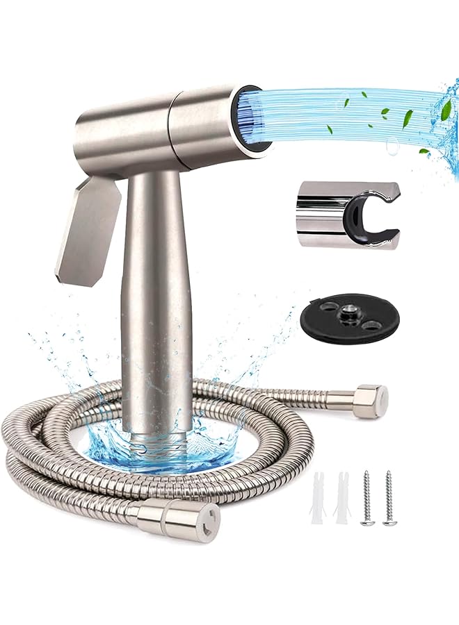 The Bros Bidet Sprayer for Toilet, 2 mode Bidet Hand Shower,Sprayer Self Cleaning Kit with Stainless Steel Bidet Hose, Wall Mounted, Handheld Bathroom Spray - Image 1
