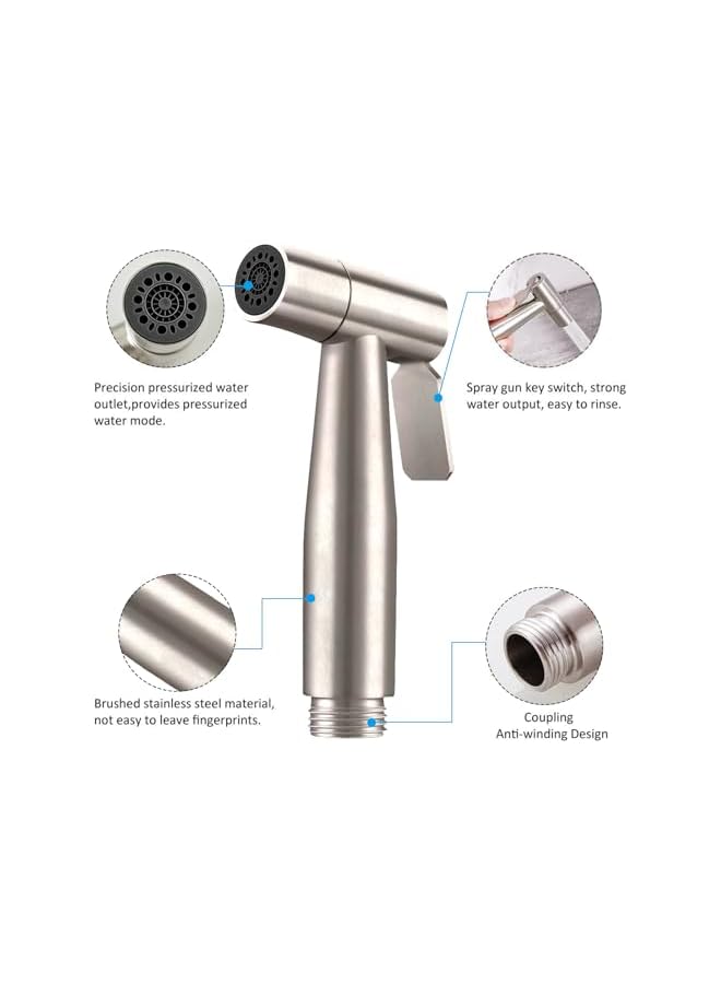 The Bros Bidet Sprayer for Toilet, 2 mode Bidet Hand Shower,Sprayer Self Cleaning Kit with Stainless Steel Bidet Hose, Wall Mounted, Handheld Bathroom Spray - Image 5