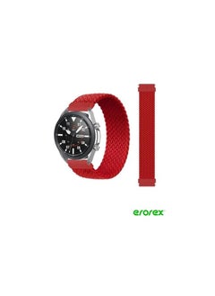 erorex For Samsung Galaxy Watch 3 41mm Adjustable Nylon Braided Elasticity Replacement Strap Watchband, Size:135mm(Red) 
