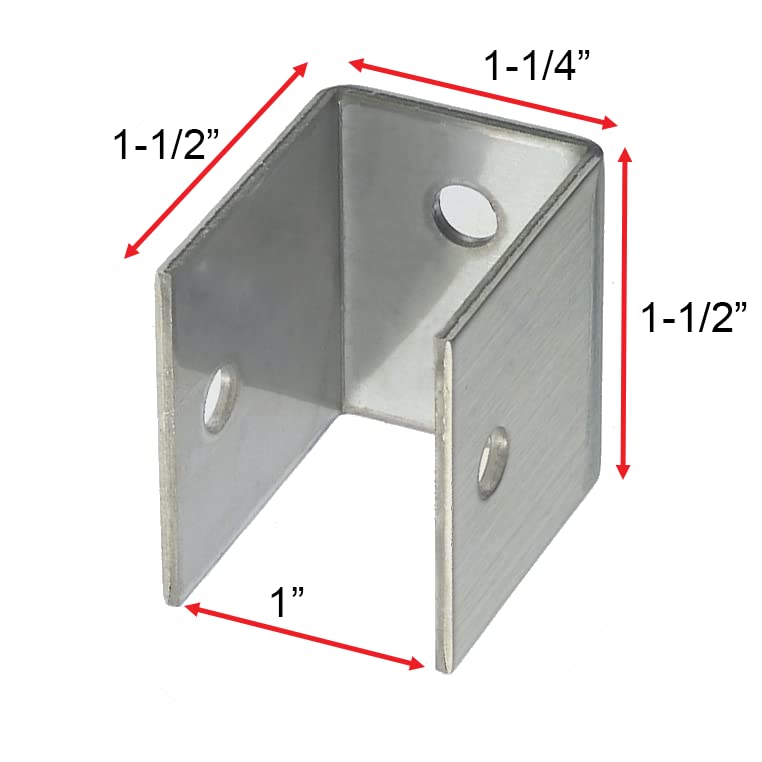 Harris Hardware 11919 U Bracket Stamped Stainless Steel 1" Panel Thickness 1-1/2" Bracket Height 1-1/4" Base Length 1-1/2" Base Width - Image 2