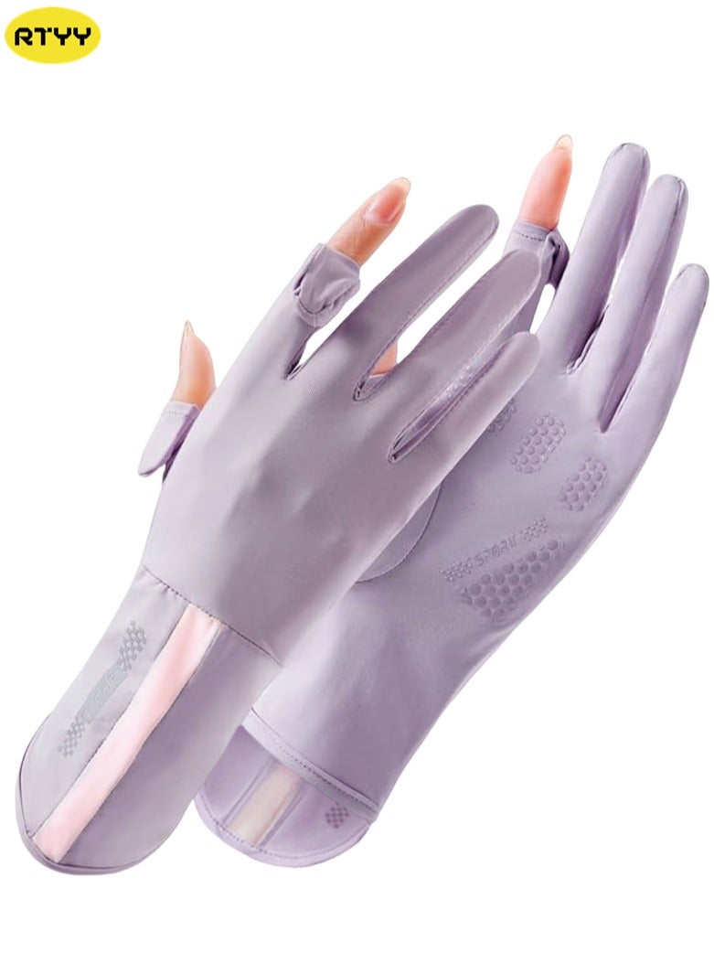 RTYY قفازات نسائية،قفازات من الحرير الجليدي،قفازات قيادة نسائية،قفازات السيارةقفازات حماية من الشمسقفازات القيادةقفازات صيفية للحماية من أشعة الشمس والأشعة فوق البنفسجية، قفازات رياضية خارجية مانعة للانزلاق، قابلة للتهوية، مزودة بشاشة لمس - Image 1
