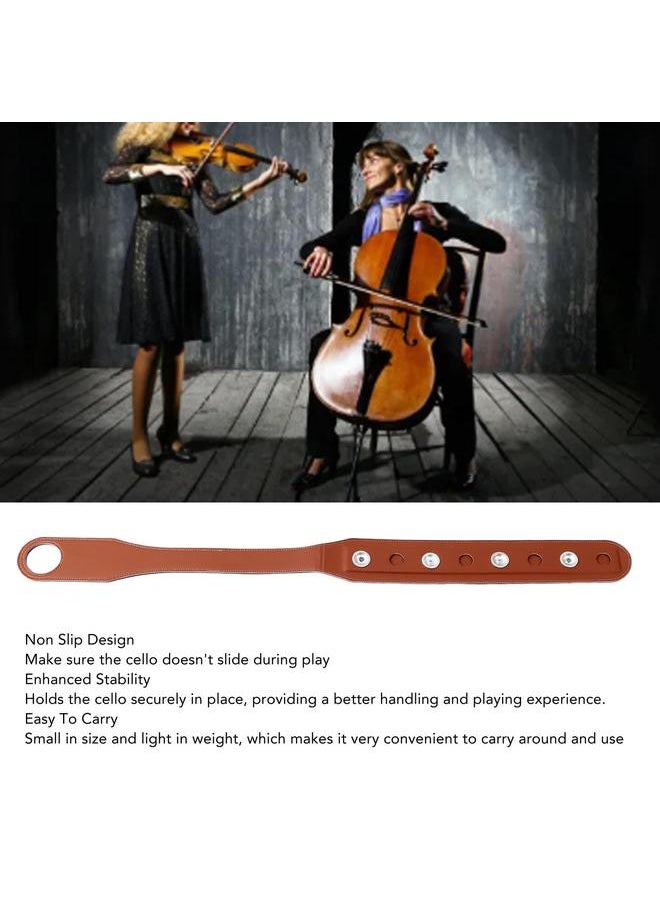 Thoraya - Cello End Pin Holder Strap Leather Cello Endpin Anchor Non Slip Strap for Practice and Performance Brown - Image 1