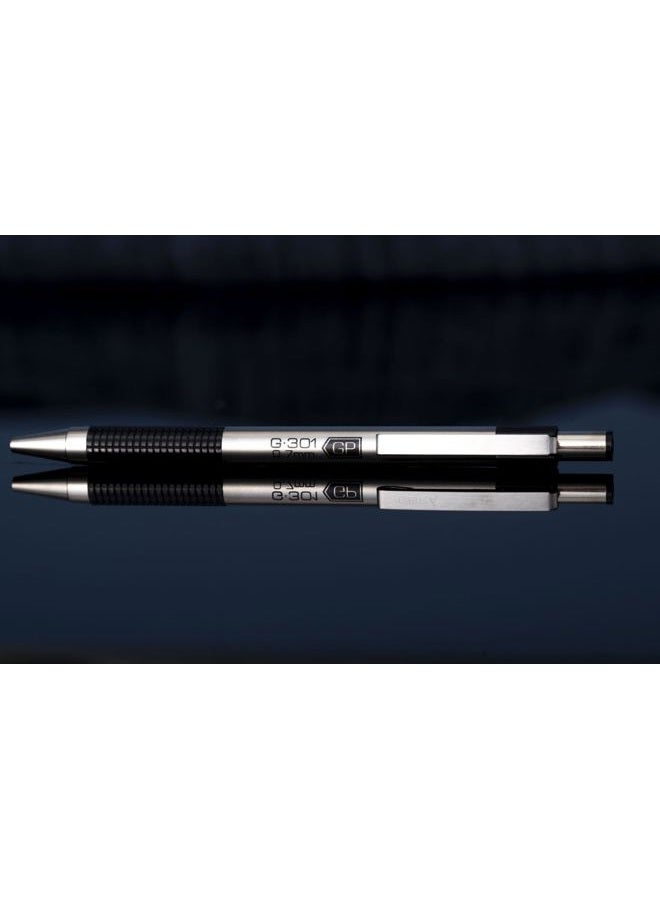 Zebra Pen G-301 Retractable Gel Ink Pen, Stainless Steel Barrel, Medium Point, 0.7mm, Black Ink, 1-Pack - Image 4