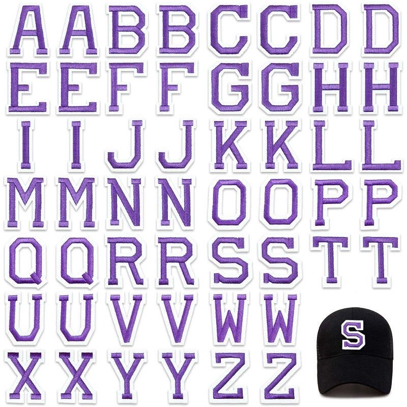 Jongdari Jongdari Iron on Letters 52 Pcs Alphabet Patches with Ironed Adhesive Decorate Repair Patches for Shirts Jackets Hats Jeans Shoes BagsPurple