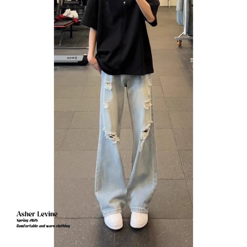 Unisex Classic Denim Jeans Loose Fit Daily Outdoor Wear - Image 1