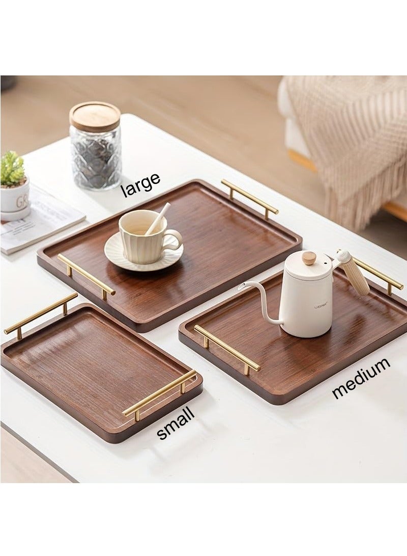 GUDOO صينية خشبية، صينية تقديم كبيرة من الخيزران مع مقابض، صينية للوجبات الخفيفة، صينية للحلويات، صينية للإفطار والعشاء، صينية طعام للحلويات والكيك وأكواب الشاي والقهوة، صينية تقديم مناسبة للمنزل والفندق والمطعم، مقاس كبير 40×30×2 سم. - Image 3