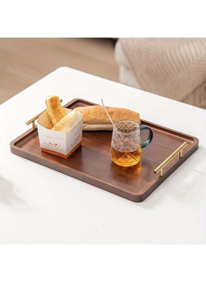 GUDOO صينية خشبية، صينية تقديم كبيرة من الخيزران مع مقابض، صينية للوجبات الخفيفة، صينية للحلويات، صينية للإفطار والعشاء، صينية طعام للحلويات والكيك وأكواب الشاي والقهوة، صينية تقديم مناسبة للمنزل والفندق والمطعم، مقاس كبير 40×30×2 سم. - Image 4