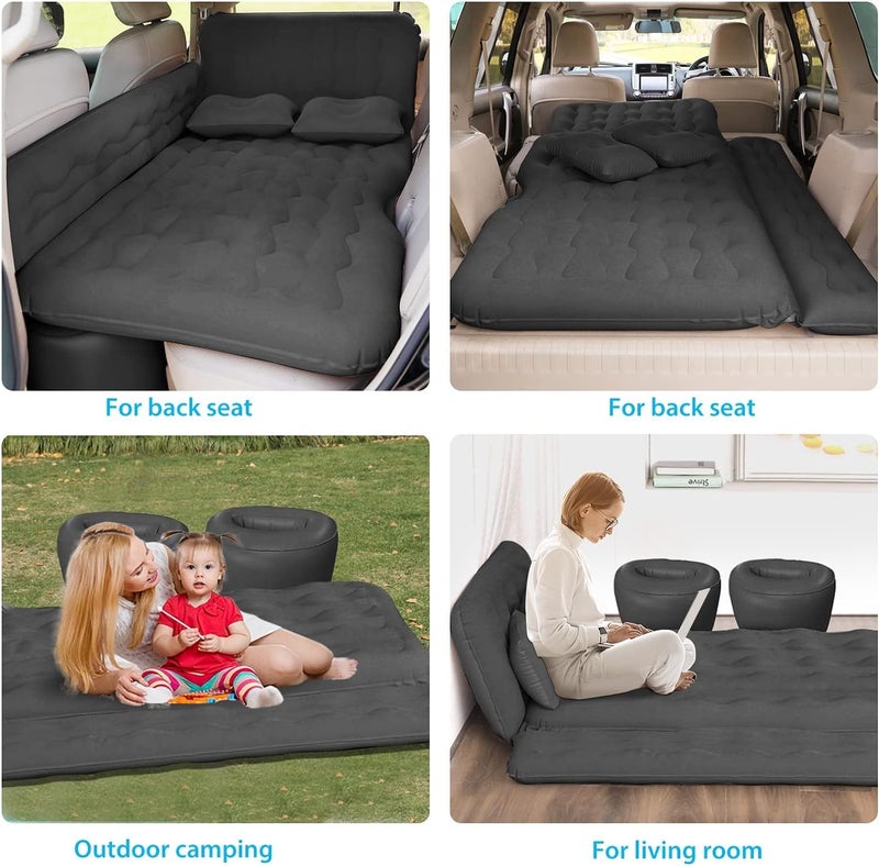ISWEES Car Bed SUV Air Mattress, Car Air Mattress with Electric Pump, 2 Inflatable Pillows and 2 Footrests for Back Seat, Side Seat,Trunk Sleeping, Thickened Camping Bed - Black - Image 5