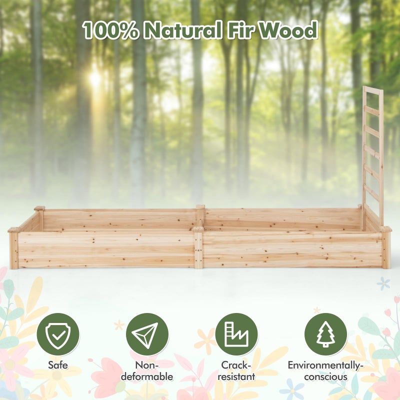 HAPPYGRILL Raised Garden Bed with Trellis, Wooden Garden Box with Divided Space for Vegetables, Flowers, Fruits, Climbing Plants, Outdoor Elevated Planter Box for Yard Patio, 93â€L x 25â€W x 40â€H - Image 5