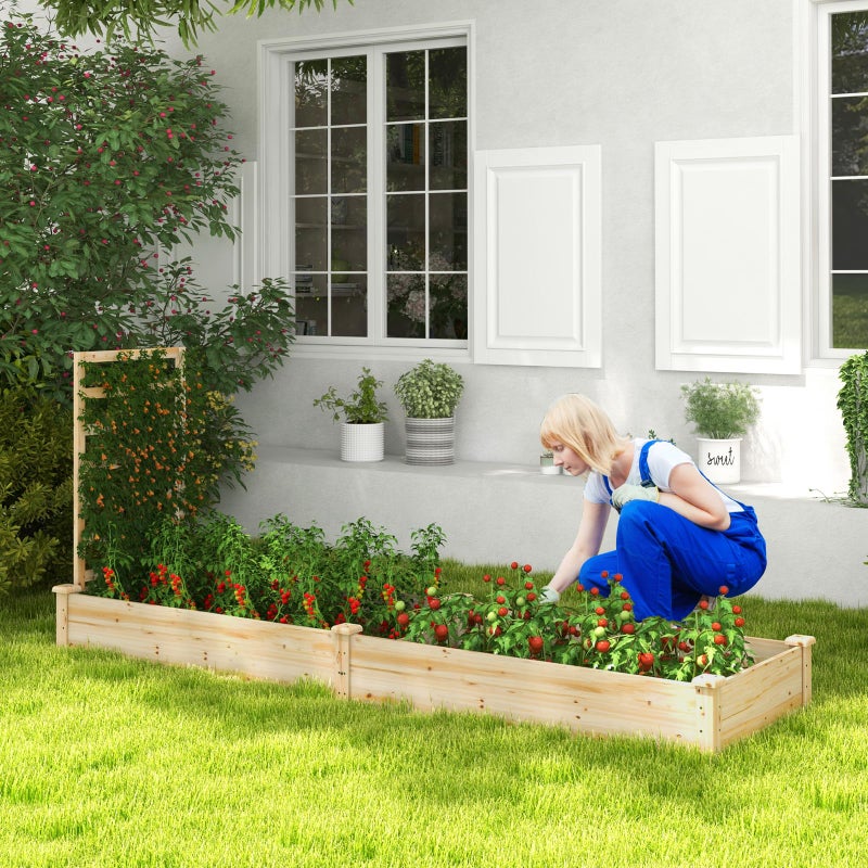HAPPYGRILL Raised Garden Bed with Trellis, Wooden Garden Box with Divided Space for Vegetables, Flowers, Fruits, Climbing Plants, Outdoor Elevated Planter Box for Yard Patio, 93â€L x 25â€W x 40â€H - Image 2