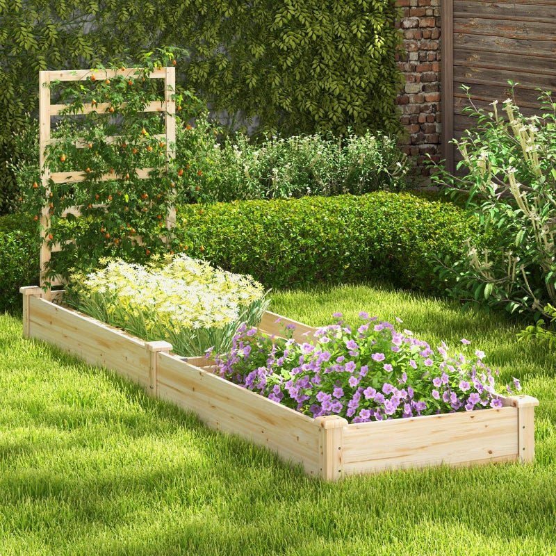 HAPPYGRILL Raised Garden Bed with Trellis, Wooden Garden Box with Divided Space for Vegetables, Flowers, Fruits, Climbing Plants, Outdoor Elevated Planter Box for Yard Patio, 93â€L x 25â€W x 40â€H - Image 3