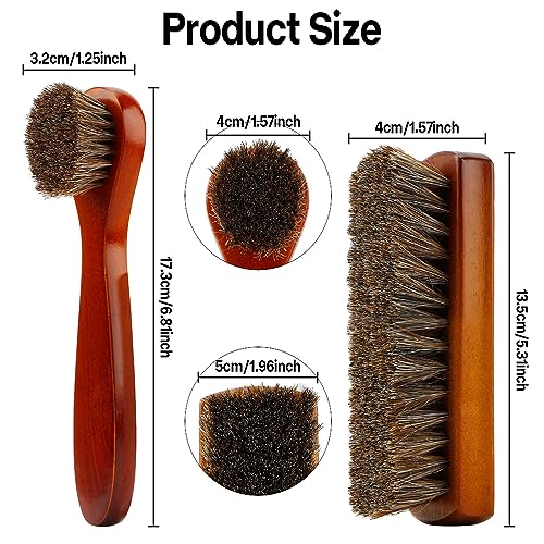 Zanzike Shoe Brush, Shoe Cleaning Brush, 2 Pieces Horsehair Shoe Brush, Boot Brush, Horse Hair Brush for Leather, Shoe Brushes for Cleaning, Leather Shoes Boot Cleaning Brush Care Clean Dauber Applicators - Image 3
