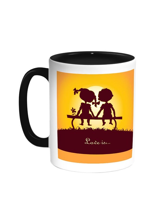 RKN Love Is Printed Coffee Mug Black/White 11ounce - Image 2