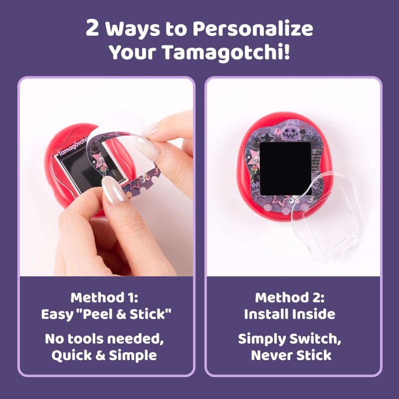 BUBBLELOGUS Devil Wing Case for Tamagotchi Uni, Silicone Cover with Holographic Laser Faceplate Sticker & Star Dust Plug, 3-in-1 Set (Purple) - Image 4