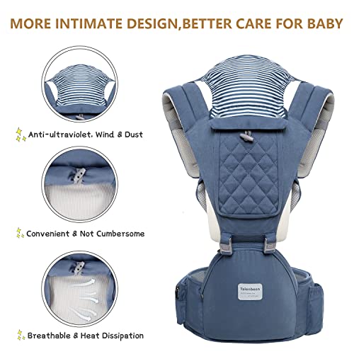TALENBEEN Baby Carrier 6-in-1 Newborn to Toddler, Baby Carrier with Hip Seat Lumbar Support 7-41 lbs, Baby Soft Carrier for All Seasons & Positions, Adjustable Size for Shopping Hiking Travelling - Image 5