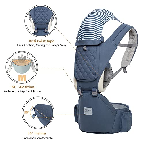 TALENBEEN Baby Carrier 6-in-1 Newborn to Toddler, Baby Carrier with Hip Seat Lumbar Support 7-41 lbs, Baby Soft Carrier for All Seasons & Positions, Adjustable Size for Shopping Hiking Travelling - Image 3