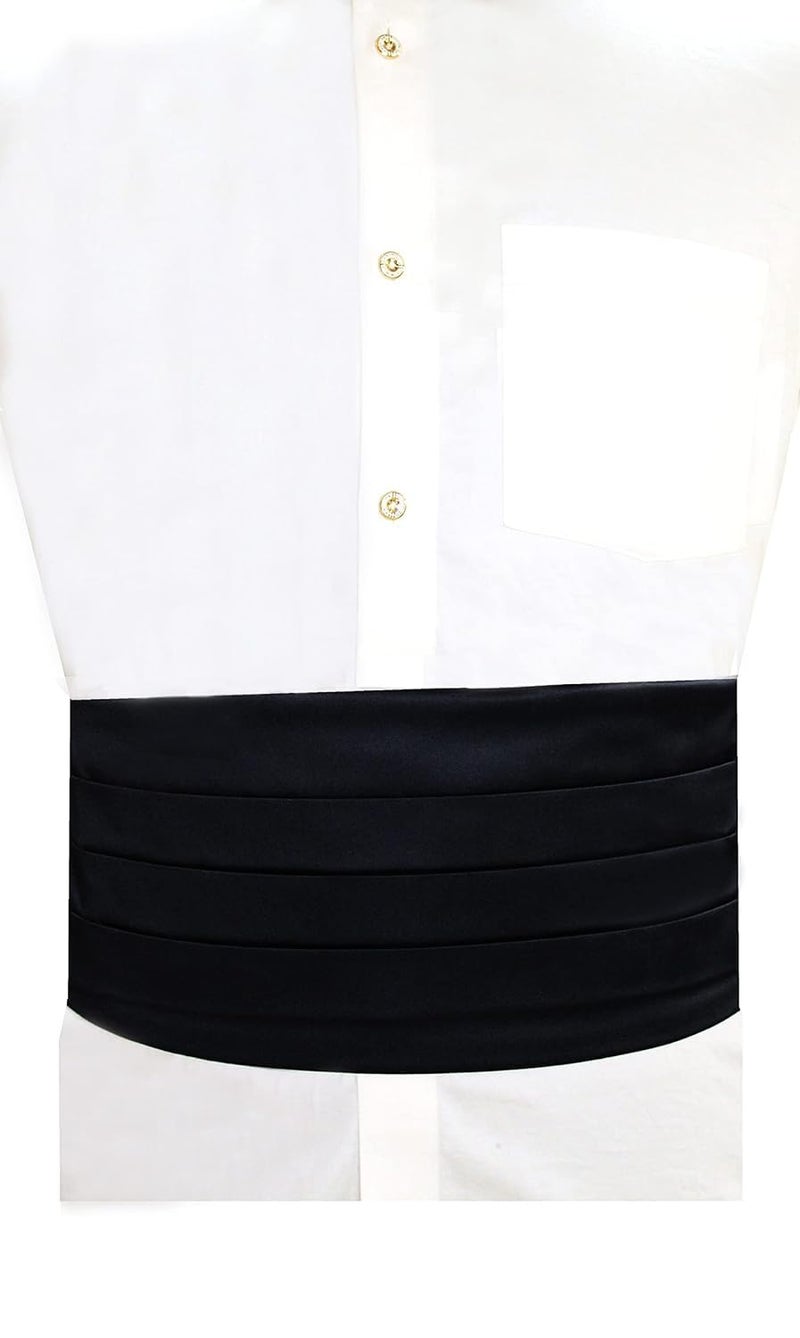 cossess Men's Cummerbund, Self-Tie Open Bow Tie & Pocket Square Set – Satin Formal Wear Accessories | Adjustable Fit for Wedding, Black Tie, Party & Tuxedo Styling - Image 2