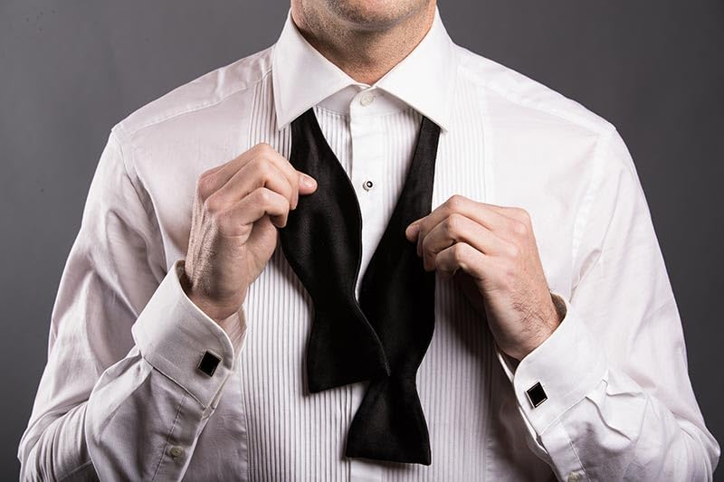 cossess Men's Cummerbund, Self-Tie Open Bow Tie & Pocket Square Set – Satin Formal Wear Accessories | Adjustable Fit for Wedding, Black Tie, Party & Tuxedo Styling - Image 3