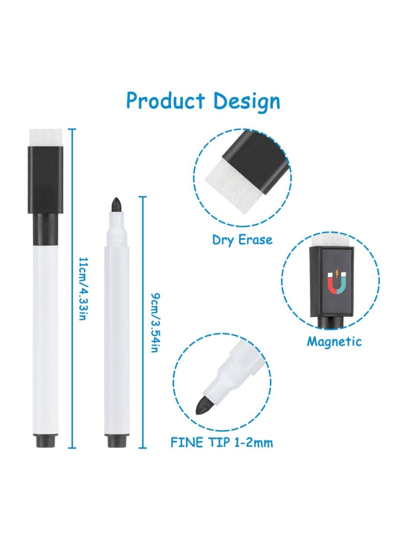 Excefore - Whiteboard Markers - 20pcs Magnetic Dry Erase Pens with Eraser Cap - Fine Tip Whiteboard Pens for Kids - Convenient & Quick to Use - Ideal for School & Office (Black) - Image 1