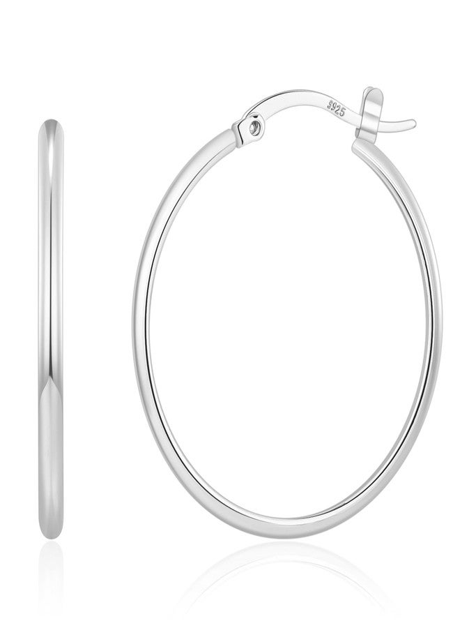 OOOPEL 3mm Wide Large Hoop Earrings for Women Hypoallergenic 925 Sterling Silver Post Gold Hoop Earrings Lightweight Silver Hoop Earrings for Women Oversize Big Gold Hoops 30/40/50/60MM, 50mm, Silver, - Image 1