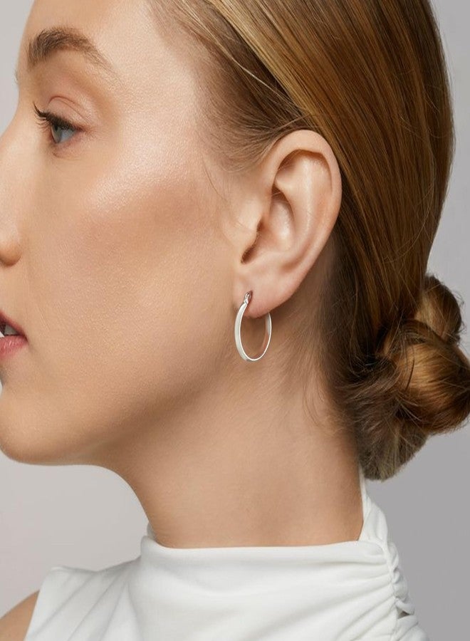 OOOPEL 3mm Wide Large Hoop Earrings for Women Hypoallergenic 925 Sterling Silver Post Gold Hoop Earrings Lightweight Silver Hoop Earrings for Women Oversize Big Gold Hoops 30/40/50/60MM, 50mm, Silver, - Image 5