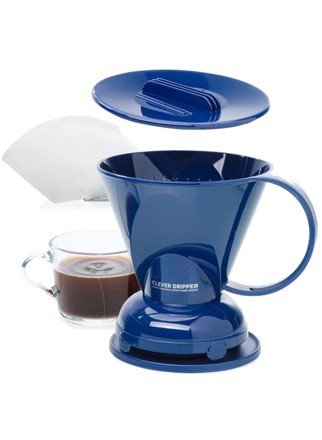clever Coffee Dripper and Filters, Large 18 oz (Royal Blue)| Barista's Choice| Safe BPA Free Plastic|Includes 100 Filters - Image 3