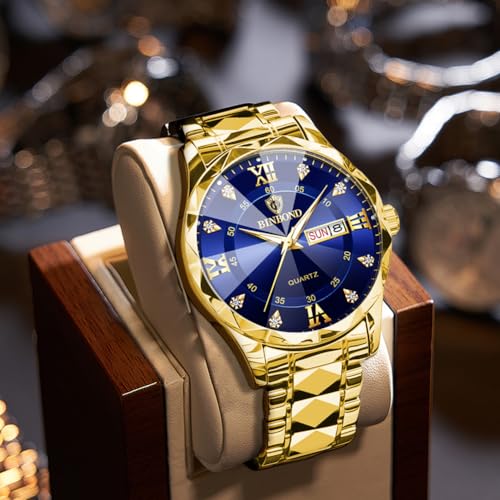 BINBOND Watch for Men Luxury Diamond Business Dress Analog Quartz Stainless Steel Casual Date Mens Wrist Watches Waterproof Luminous - Image 3