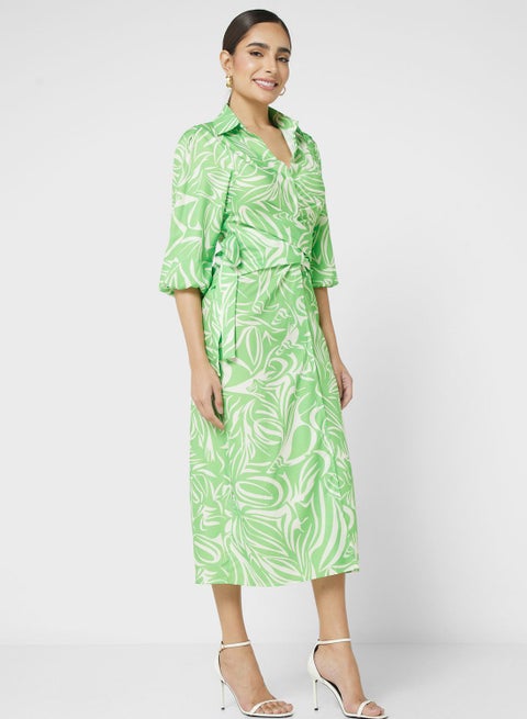 Floral Green Midi Dress