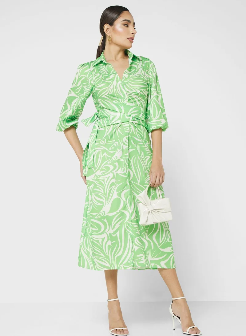 ELLA Floral Green Midi Dress