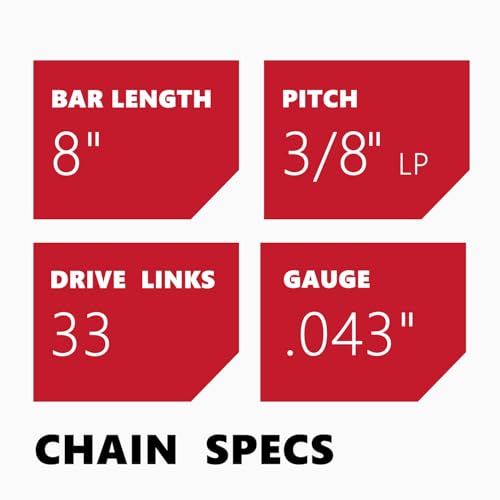 KAKEI 8 Inch Chainsaw Chain 3/8" LP Pitch .043" Gauge 33 Drive Links Fits Ryobi P4361, P5452, Greenworks 20142 3004, Poulan 810 EPT, Worx WG349 and More (3 Chains) - Semi Chisel - Image 3