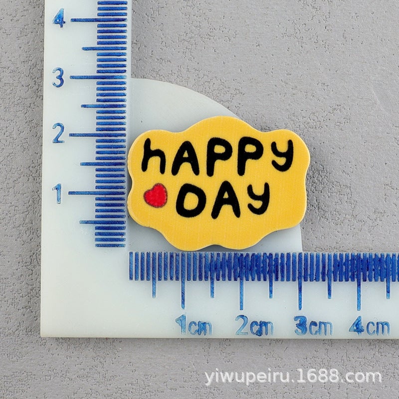 kissme hello lovediy acrylic letter card patch diy mobile phone shell accessories diy brooch badge No. 4: yellow HappyDay 