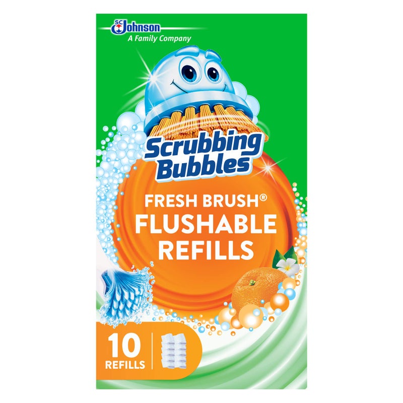 Scrubbing Bubbles Flushable Toilet Bowl Wand Cleaner Refills, Fresh Brush Cleaner Toilet Refill Pads, Removes Limescale & Odors, Citrus Scent, 10 Count (Pack of 1) - Image 1