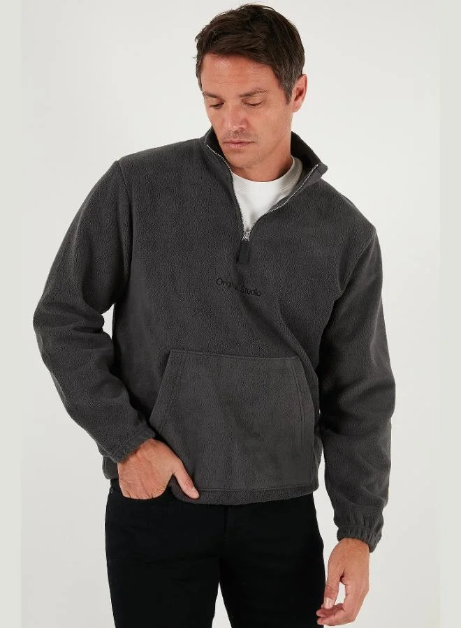 Buratti  Buratti Regular Fit Half-Zip Stand-Up Collar Soft Textured Sweatshirt Men's SWEAT 59060661 for Men | Best Price UAE