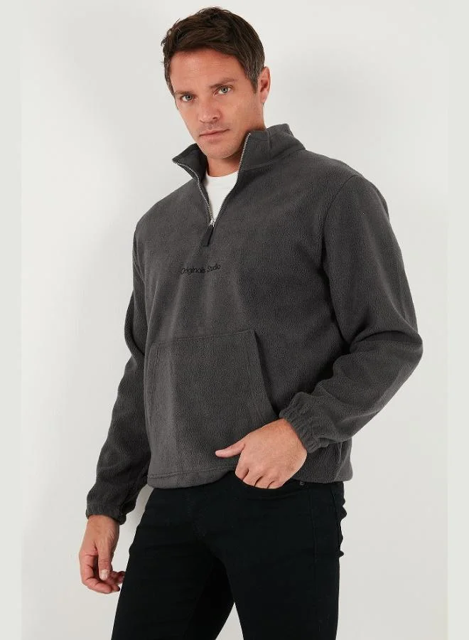 Buratti  Buratti Regular Fit Half-Zip Stand-Up Collar Soft Textured Sweatshirt Men's SWEAT 59060661 for Men | Best Price UAE