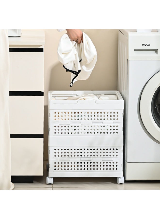 BLOOMING TIME Storage Crate Clothes Organizer on Wheels ,Folding Large Capacity Rectangular with Lid Storage Basket - Image 5