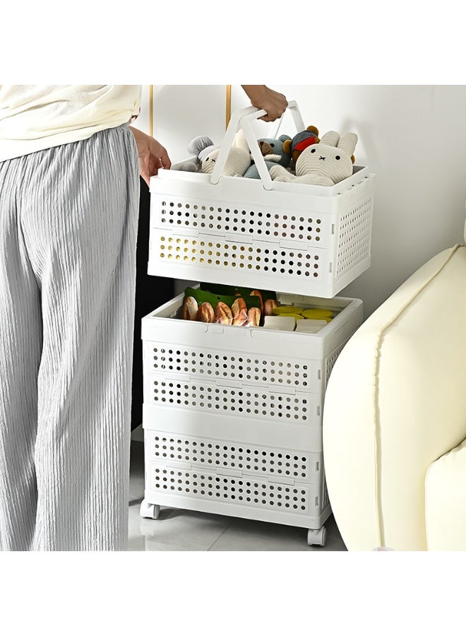 BLOOMING TIME Storage Crate Clothes Organizer on Wheels ,Folding Large Capacity Rectangular with Lid Storage Basket - Image 4