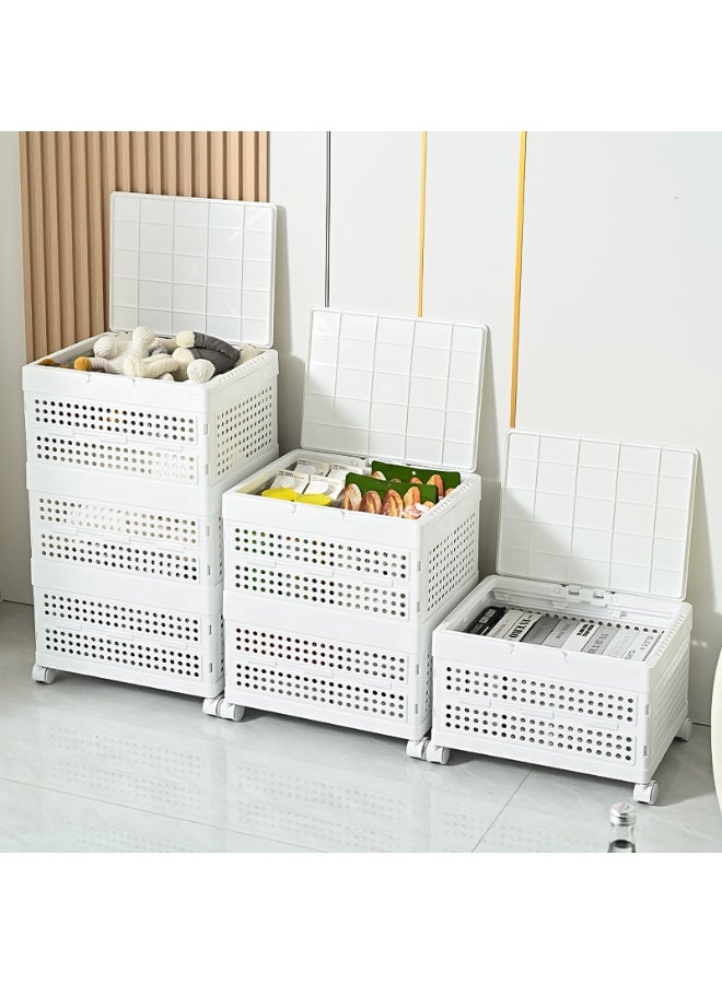 BLOOMING TIME Storage Crate Clothes Organizer on Wheels ,Folding Large Capacity Rectangular with Lid Storage Basket - Image 2