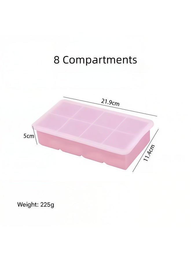 2-Pack Large Silicone Square Ice Cube Trays with Lids - BPA-Free Easy Release Molds for Baby Food, Iced Coffee & Cold Drinks (Pink & Cream) - Image 3