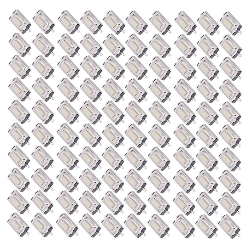 مفتاح زر لمسي مؤقت 3 × 6 × 2.5 مم DC12V 50ملي أمبير 100 قطعة - تغليف SMD - مفتاح بلاستيكي هندسي استجابة سريعة وحساسية عالية لتركيب الدوائر الإلكترونية - Image 2