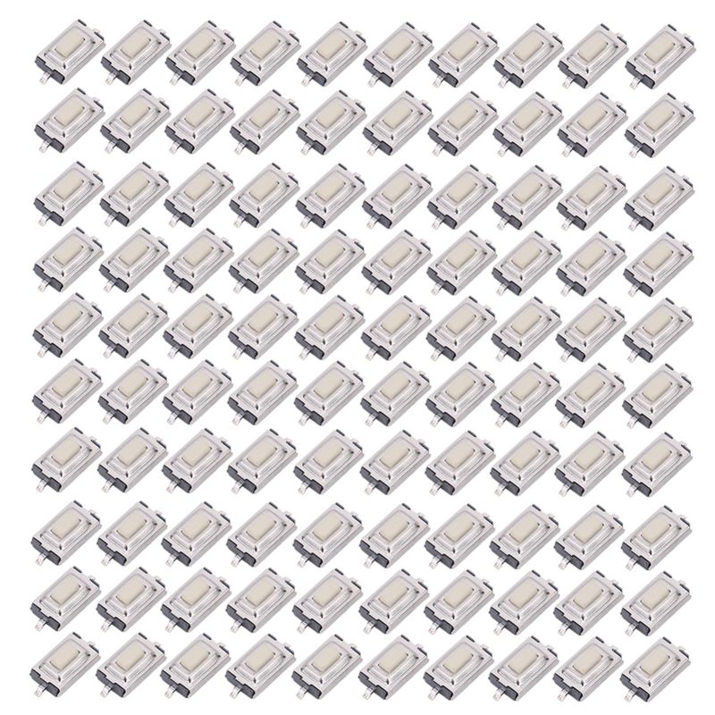 مفتاح زر لمسي مؤقت 3 × 6 × 2.5 مم DC12V 50ملي أمبير 100 قطعة - تغليف SMD - مفتاح بلاستيكي هندسي استجابة سريعة وحساسية عالية لتركيب الدوائر الإلكترونية - Image 1