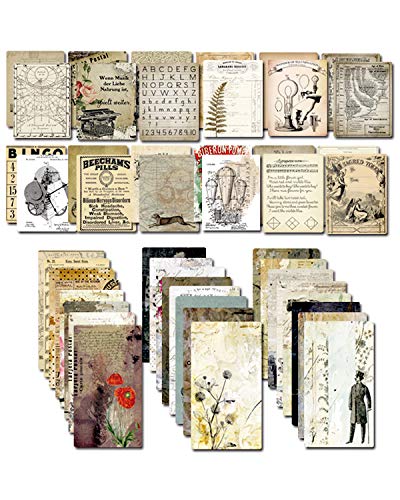 CATaireen Decoupage Paper for Junk Journal TN Travelers Notebook by CATaireen DoubleSided Vintage Scrapbook Supplies Linen Paper Bookmark Tag Art Bullet Ephemera Cards Kit 24 Sheets - Image 1