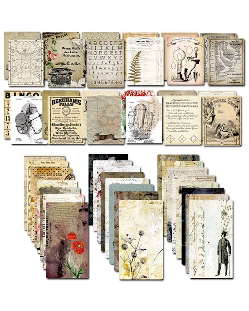 CATaireen Decoupage Paper for Junk Journal TN Travelers Notebook by CATaireen DoubleSided Vintage Scrapbook Supplies Linen Paper Bookmark Tag Art Bullet Ephemera Cards Kit 24 Sheets - Image 3