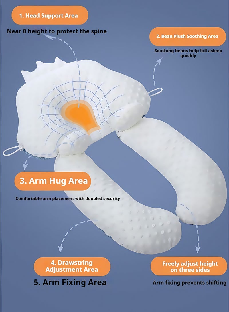 Baby Feeding Pillow, Anti Overflow Feeding Pillow for Reducing Spit-Up, Safety Nursing Pillow, Baby Lounger Reflux Wedge Breastfeeding, Upgraded U-Shaped Baby Pillow, Suitable for Car Seats, Strollers and Baby Carriages, Everyday Sleeping, Soft and Comfortable Sleeping Pad for Newborns and Toddlers - Blue + White - Image 3