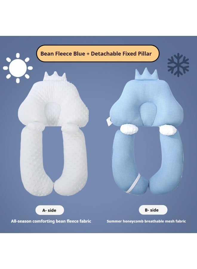 Baby Feeding Pillow, Anti Overflow Feeding Pillow for Reducing Spit-Up, Safety Nursing Pillow, Baby Lounger Reflux Wedge Breastfeeding, Upgraded U-Shaped Baby Pillow, Suitable for Car Seats, Strollers and Baby Carriages, Everyday Sleeping, Soft and Comfortable Sleeping Pad for Newborns and Toddlers - Blue + White - Image 2