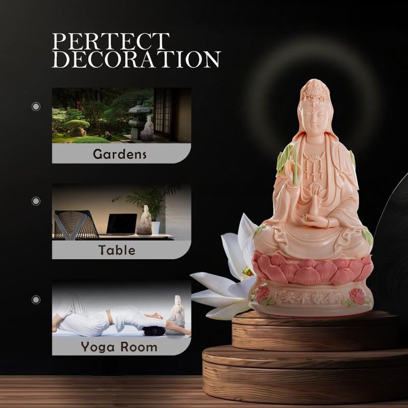 FENGSHUI-CAISHEN Top Ceramic Guan Yin Statue - Handmade Quan Yin, Kwan Yin, Quan Am, Kuan Yin for Meditation Altar, Female Buddha Statue - Goddess of Mercy and Compassion, Chinese Decor, Chinese Gifts - Image 4